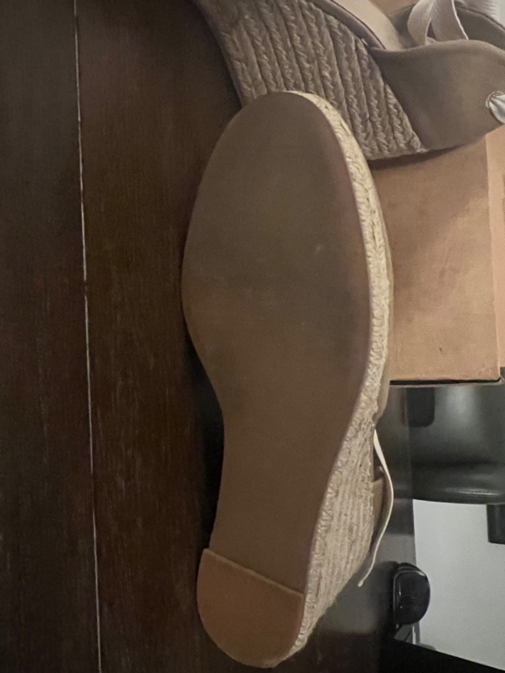 Reformation Size 8 Canvas Espadrille Wedge Sandals in Taupe with Ankle Tie - Picture 3 of 8